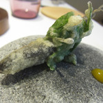 プレヴナンス - 稚鮎のフリット オレンジのピューレ