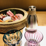 御料理 うえの - 赤金の薩摩切子でいただく日本酒は極上☆彡