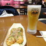 Genten Negidako - たこ焼き6個とビール