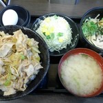 伝説のすた丼屋 - 生姜丼+塩油そばセット