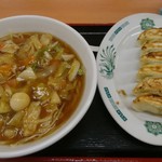 日高屋 - 五目あんかけラーメン+餃子6個セット 820円