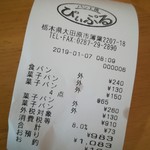 パン工房 ぴぃぷる - レシート