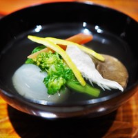 竹ざき - 蟹真丈　菜花　あわび茸