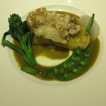 マッシュルーム - 愛媛今治藤本さんのスズキのポワレ 下仁田ネギソース