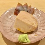 鮨 あらい - あん肝 奈良漬と一緒に