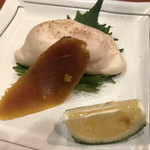 高鮨 - 虎河豚白子 味噌漬けの唐墨 淡白な鱈白子のあと 濃厚な虎河豚の白子！ 味噌漬けの唐墨と共に 日本酒が消えていくｗ 