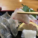 Sushi Sakana Dokoro Ajiro - ブリ刺しです
                      平目が見えてるやろ〜