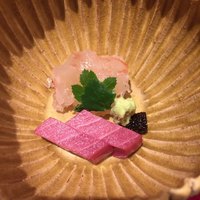 銀座 しのはら - [造り]
                      伊勢海老の洗い、鮪