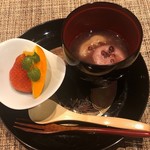 柏木 - いちごと胡桃餅のお汁粉と苺