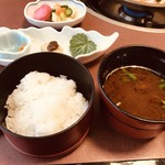 Asakusa Imahan - ご飯、赤出汁