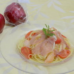 カフェテリアニューヨーク - 8月1日～8月13日は♡桃とフルーツトマトと生ハムの冷製パスタ　フルーティーなガスパチョソースで