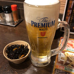 Izakaya Ikkyuu - 生ビール（190円税別）とお通しのヒジキの煮物