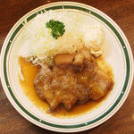 かつれつ四谷たけだ - もち豚ポークジンジャー定食 1320円 の熟成豚ロース肉 甘辛醤油ソース