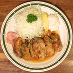 かつれつ四谷たけだ - カキバター焼定食 1500円 の岩手県大船渡産生カキの甘辛バター醤油