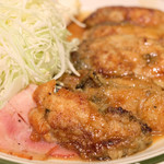 かつれつ四谷たけだ - カキバター焼定食 1500円 の岩手県大船渡産生カキの甘辛バター醤油