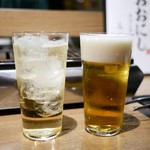 Kaunta Yakiniku Semmo Nyakiniku Oonishi - ハイボールと生ビール(プレモル)