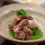 鳥田中 - 2019.1 京鴨ハツ湯引（ハツモトに近い部位）