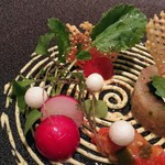 ASAHINA Gastronome - 活平目のタルタル ポムゴーフルとアネットの香るソース“グラブラックス”