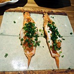 老虎菜 - 車海老の蒸しもの揚げにんにく風味