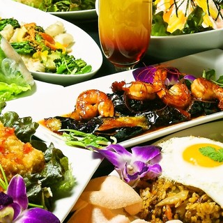 A variety of Asian and Ethnic Cuisine dishes, mainly from Thailand