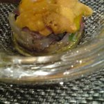 レストラン バカール - 大分県　関アジの冷燻製　茄子のガレット　レモンオイルの香りに近づくと・・