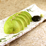 Raw seaweed avocado sashimi