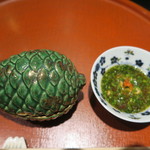 日本料理 晴山 - 肝ポン酢と造りの器