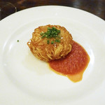 ICARO miyamoto - じゃがいもをまとった白子のソテー　アラビアータソース