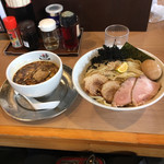 日の出製麺 - 特製濃厚煮干し辛辛つけ麺(大盛り)  1050円